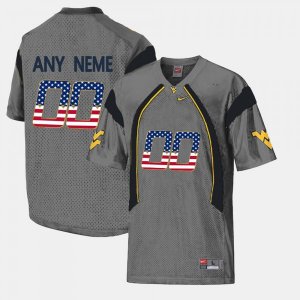 Men's West Virginia Mountaineers NCAA #00 Custom Gray Authentic Nike US Flag Fashion Stitched College Football Jersey MU15O30UI